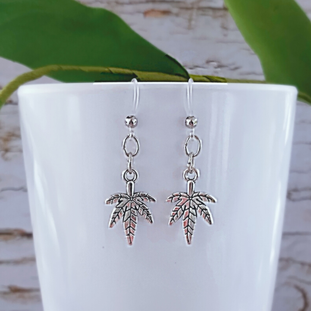 Cannabis Earrings with Plastic Hooks